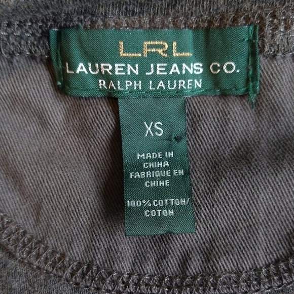 Lauren Jeans Co. 100% Cotton Heather Gray V-Neck Snap Cardigan Zip Pockets - Picture 6 of 7